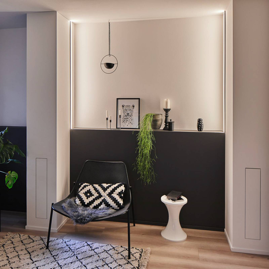 Paulmann Square profil, svart, diffusor vit, 1 m