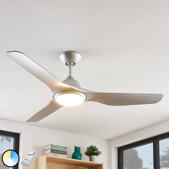 Arcchio Pira LED-takfläkt, 3 blad, silver