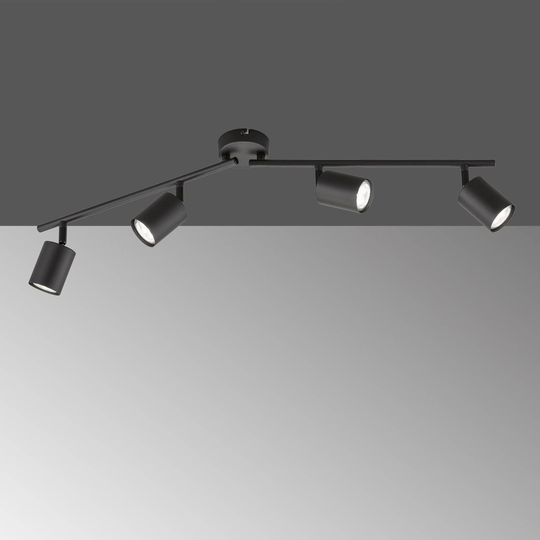 LED-takspotlight Vano, svart, 4 lampor