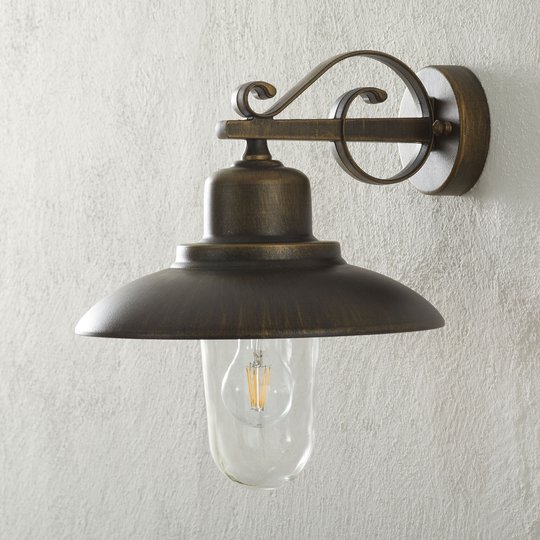 Utomhusvägglampa 4101, guld antik