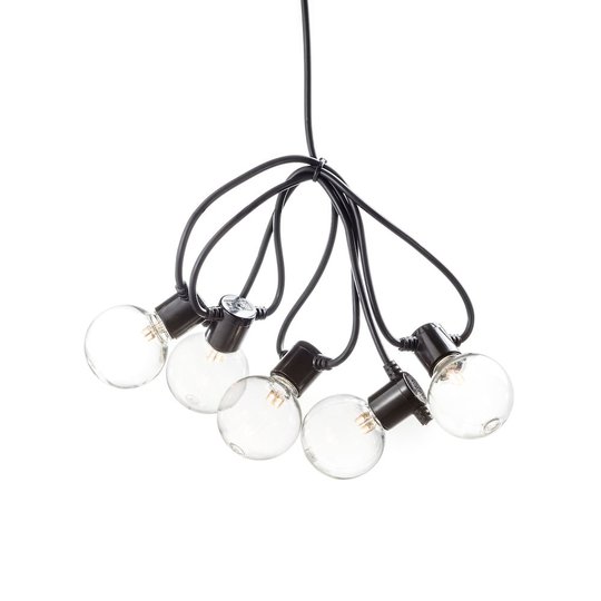 Partyslinga 10lj LED batteri m. timer (Svart)