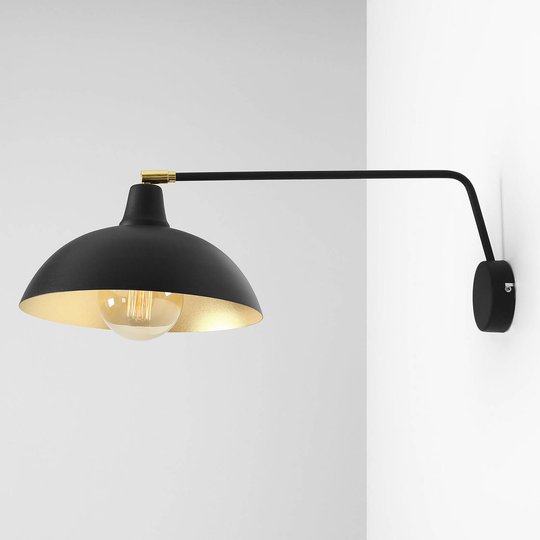 Vägglampa 1036, 1 lampa, svart-guldfärgad