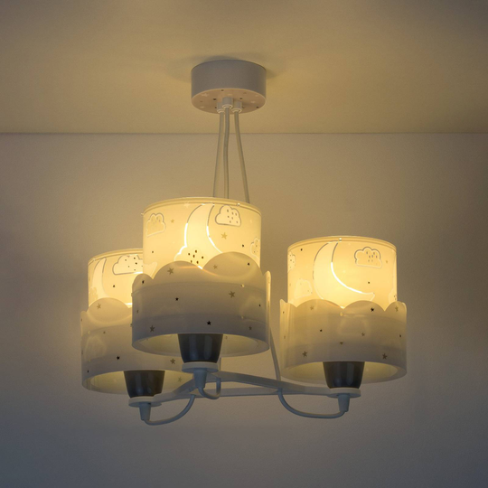 Hänglampa för barnrum Moon, 3 lampa, grå