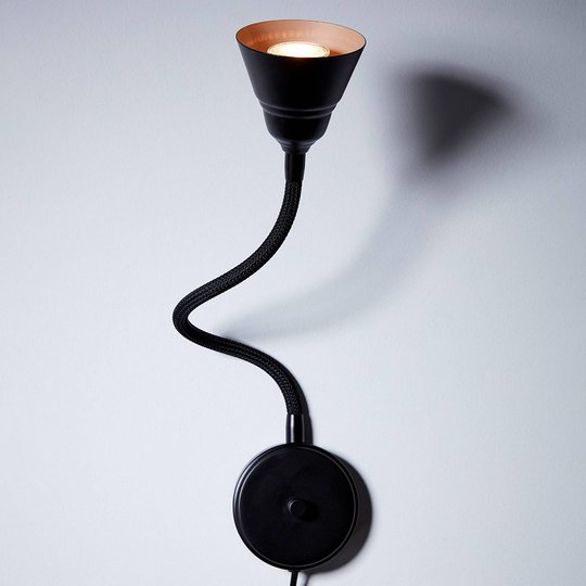 LED-vägglampa Relief med dimmer, svart