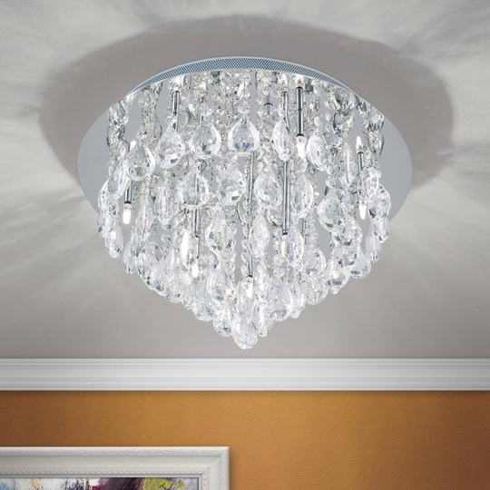 Taklampa Celeste med K9-kristaller, Ø45 cm krom