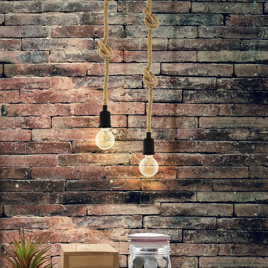 Hänglampa Rampside med rep, 1 lampa utan skärm
