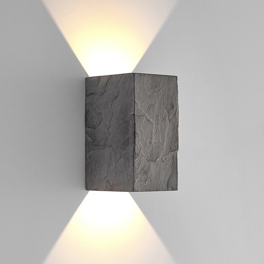 Lucande LED-utomhusvägglampa Vigga, skifferoptik