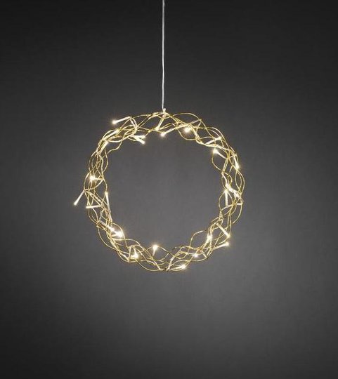 Krans 30cm varmvita LED (Mässing/guld)