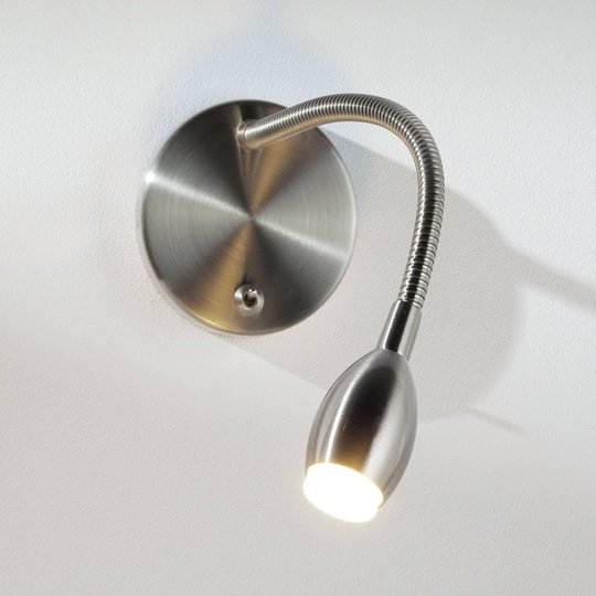 Förnicklad LED-vägglampa MARTA med flexibel arm