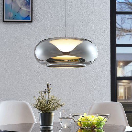 LED-pendellampa Mijo i rökgrått glas