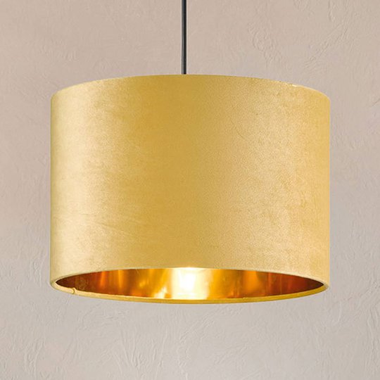 Hänglampa Aura sammetsskärm Ø 30 cm, gul