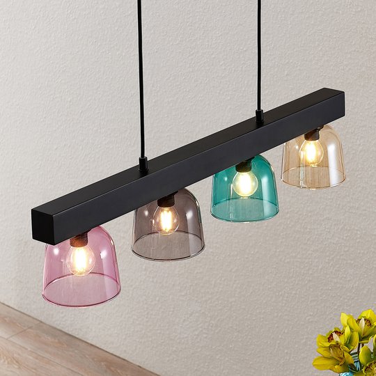 Lindby Watan pendellampa med färgade glas