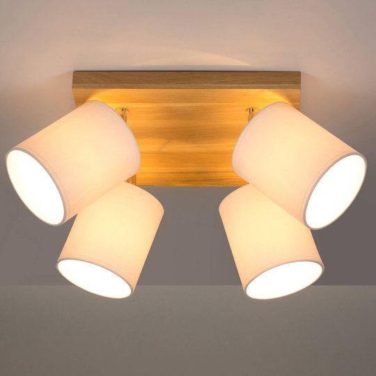 Takspotlight Corralee, vit, kvadrat 4 lampor