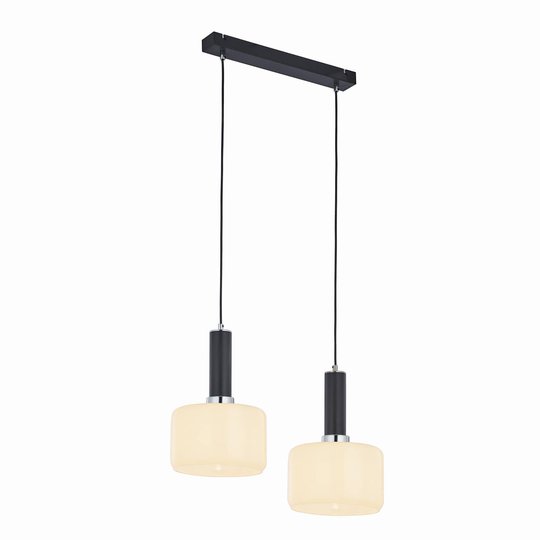 Hänglampa Viva, opal/svart/krom, 2 lampor