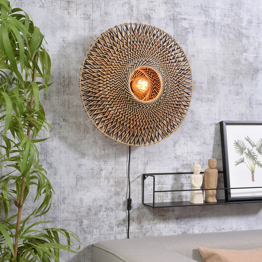 GOOD & MOJO Bali vägglampa av bambu, Ø 60 cm
