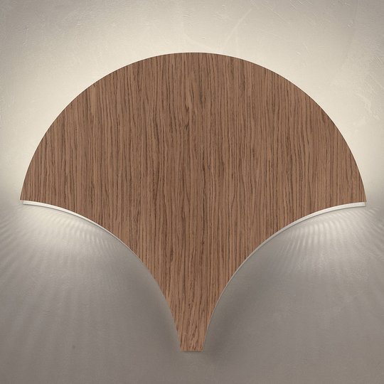 Exceptionell LED-vägglampa Palm, valnöt