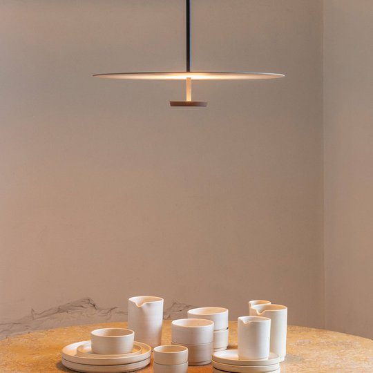 Vibia Flat LED-hänglampa 1 lampa Ø 40 cm grå L1