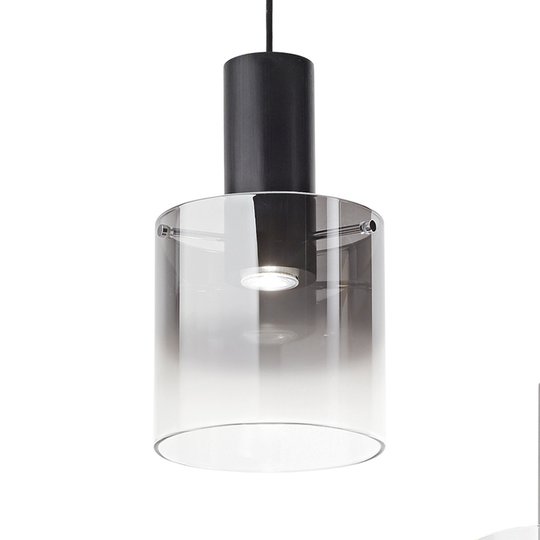 Hänglampa Hugo, upphängningssystem svart, glas rök