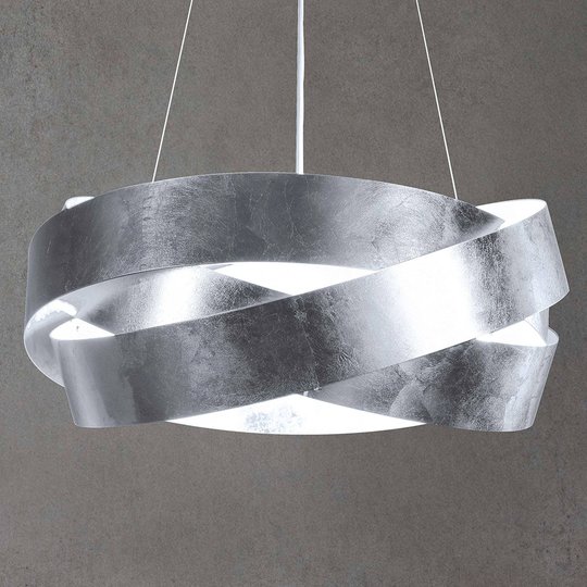 LED-hänglampa Pura med bladsilver 100 cm