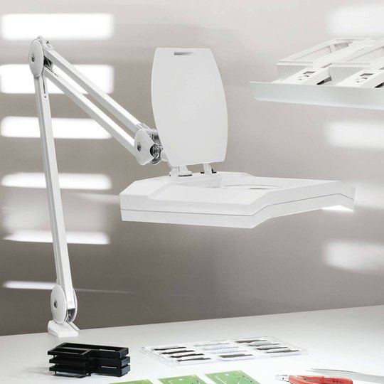 LED-lupplampa MAULvitrum med klämma, vit