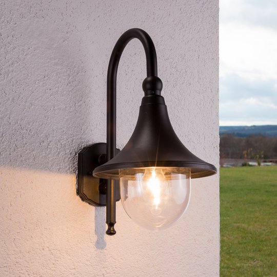 Elegant utomhusvägglampa Daphne, svart