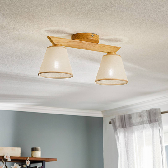 Taklampa Suecia 2 lampor, ek natur/beige
