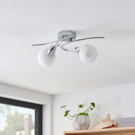 Lindby Floresca taklampa, 2 lampor, krom