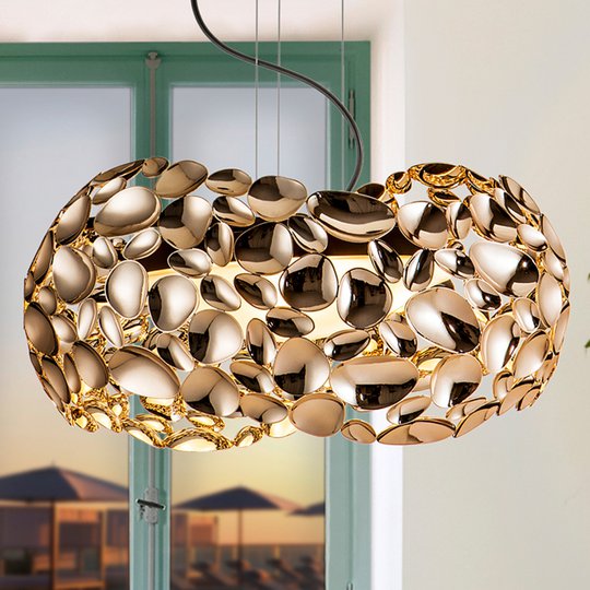 LED-hänglampa Narisa Ø 46 cm roséguld/brun