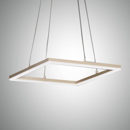 LED-pendellampa Bard, 42x42cm i mattguld-finish