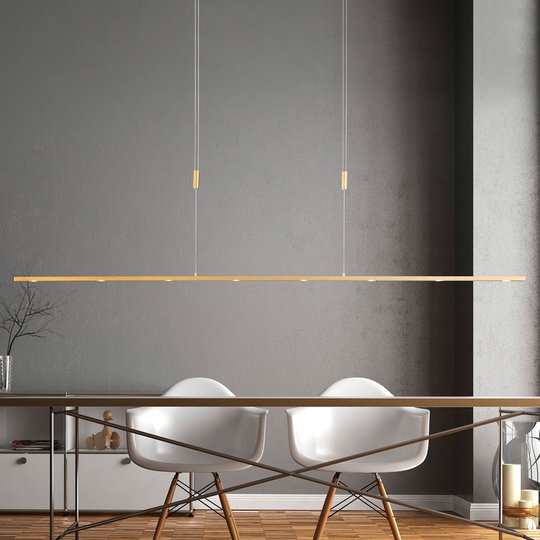 Lucande LED-pendellampa Tolu, mässing, 179 cm