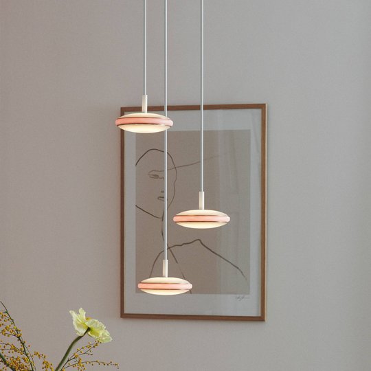 Shade ØS1 pendel mässing, vit, vajer vit PVC