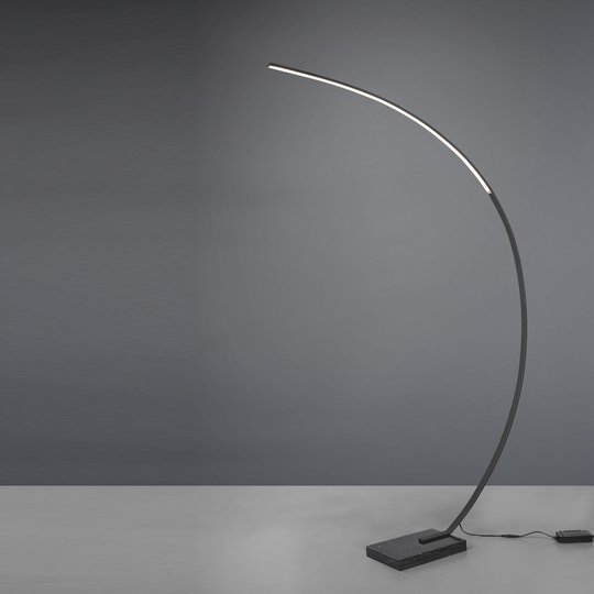 LED-båggolvlampa Bangkok, svart matt