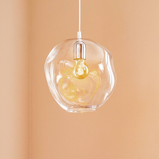 Glashänglampa Sol, 25cm, krom/transparent