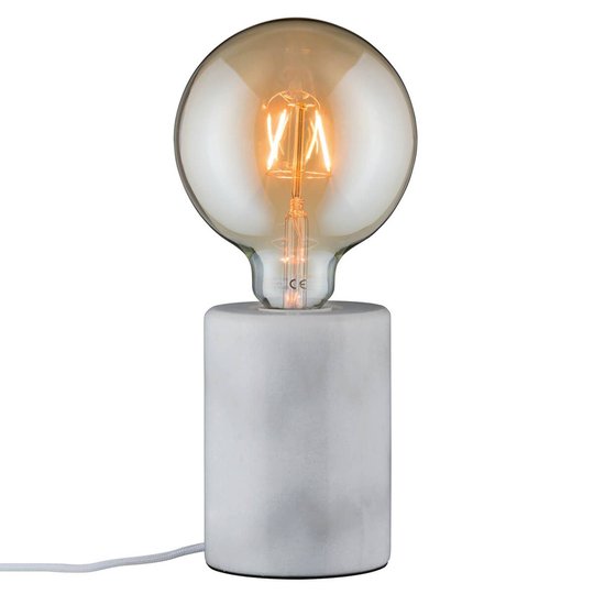 Vit, puristisk bordslampa Nordin i marmor
