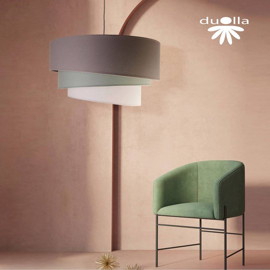 Hänglampa Trio, beige/akvamarin/écru