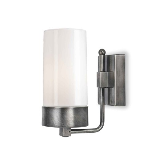 Utomhusvägglampa Silindar 3390, nickel antik/opal