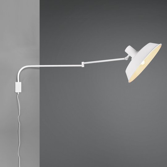 Vägglampa Bolder, kabel + kontakt, vit matt