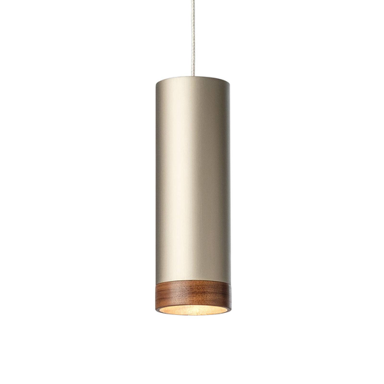 LED-pendellampa PHEB, silverbrons/nötträd