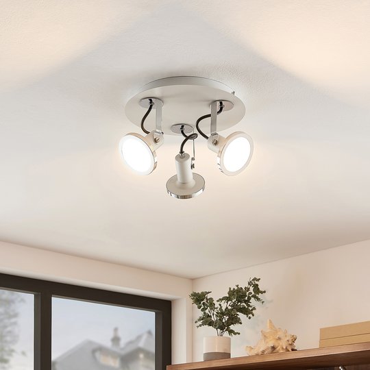 Lindby Theda LED-takrondell, vit, 3 lampor
