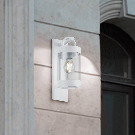 Utomhusvägglampa Sambesi med skymningssensor, vit