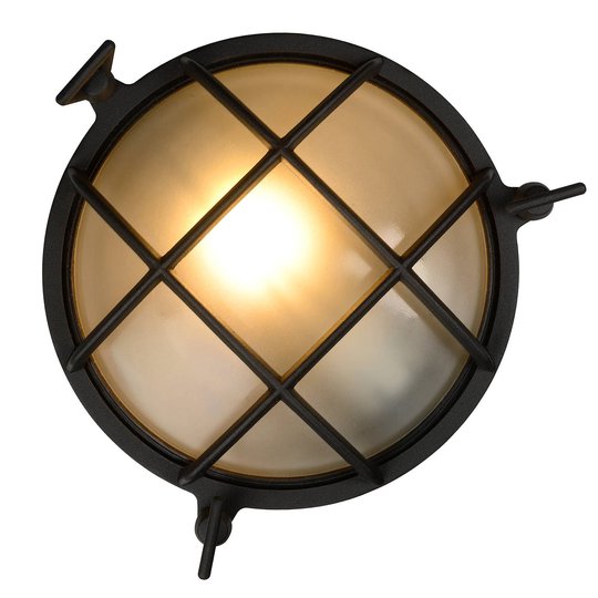 Utomhusvägglampa Dudley, platt/rund, svart