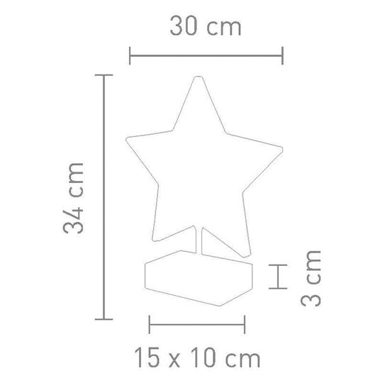 Bordslampa Stella i stjärnform, höjd 34 cm, röd