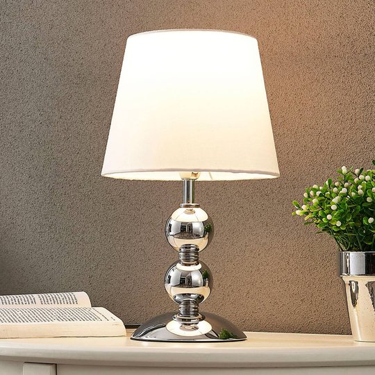 Elegant LED-bordslampa Minna i satin-look