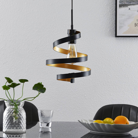 Lindby Colten hänglampa, 1 lampa, svart, guld