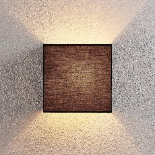 Textilvägglampa Adea, 25 cm, kvadratisk, svart