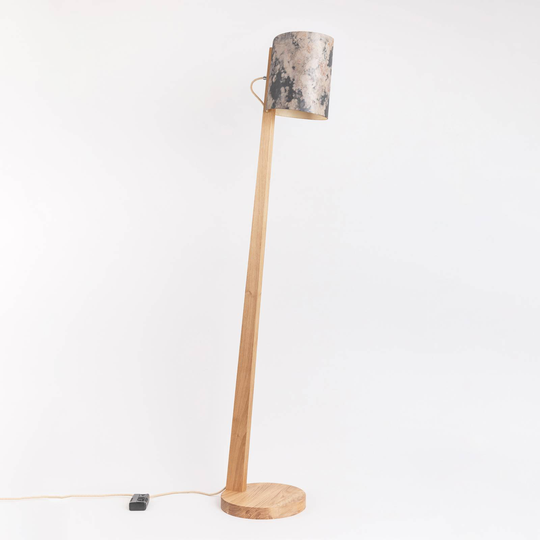 ALMUT 1411 golvlampa cylindrisk Ø30 cm sten