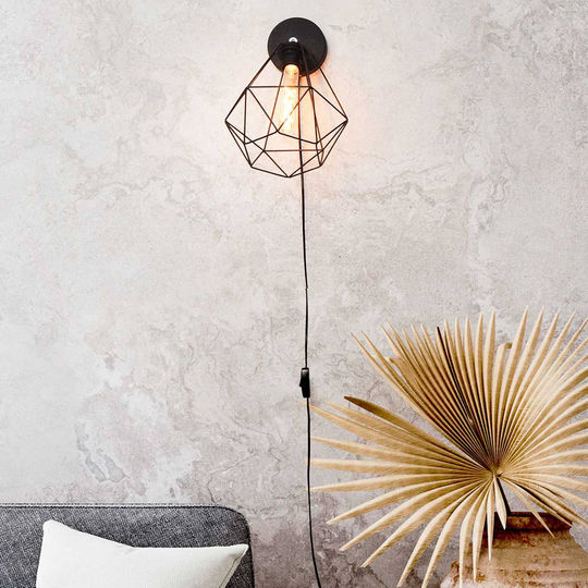 Vägglampa Karo med burskärm, höjd 24 cm