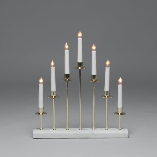 Elljusstake 7L marmor (Mässing/guld)
