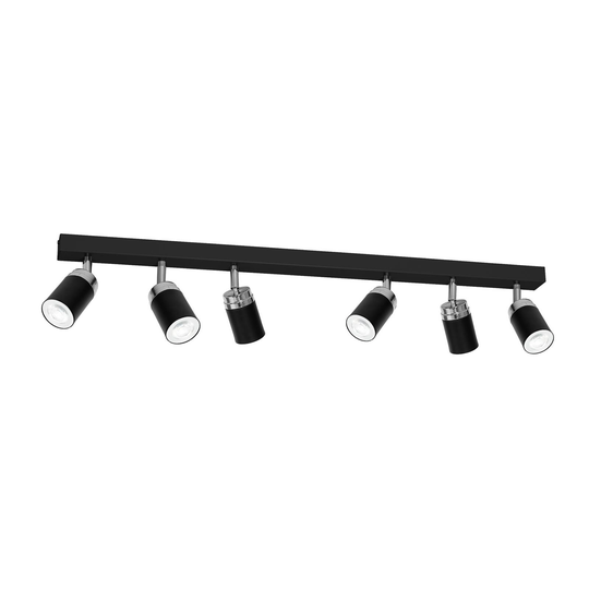 Takspotlight Rondo svart/krom, 6 lampor