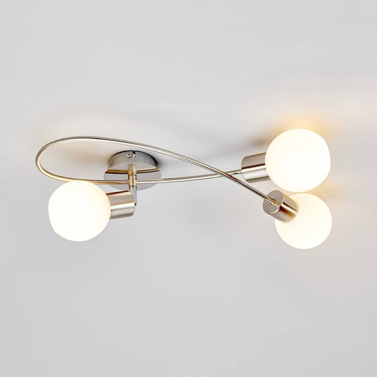 Elegant LED-taklampa Elaina i matt nickel, 3 ljus.